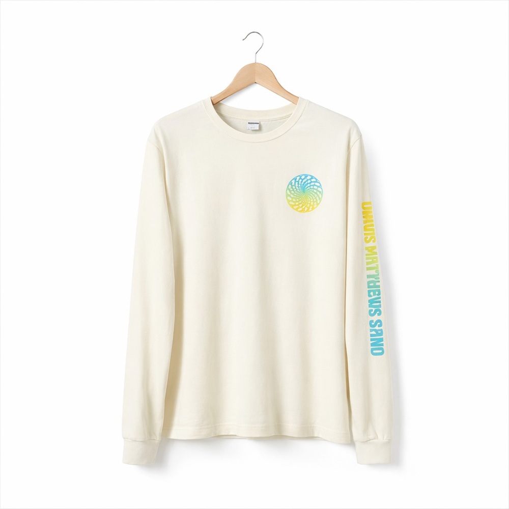 Dave Matthews Band Cream Long Sleeve Tee with Blue and Yellow Graphic